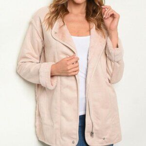SUEDE FUR LINED COAT PINK
